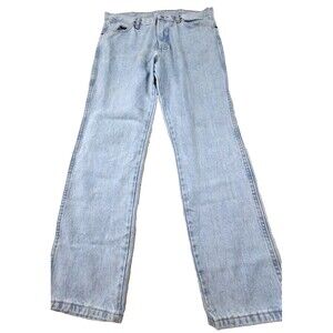 Wrangler Mens Jeans 34x30 Light Wash Straight Leg Relaxed Fit Denim